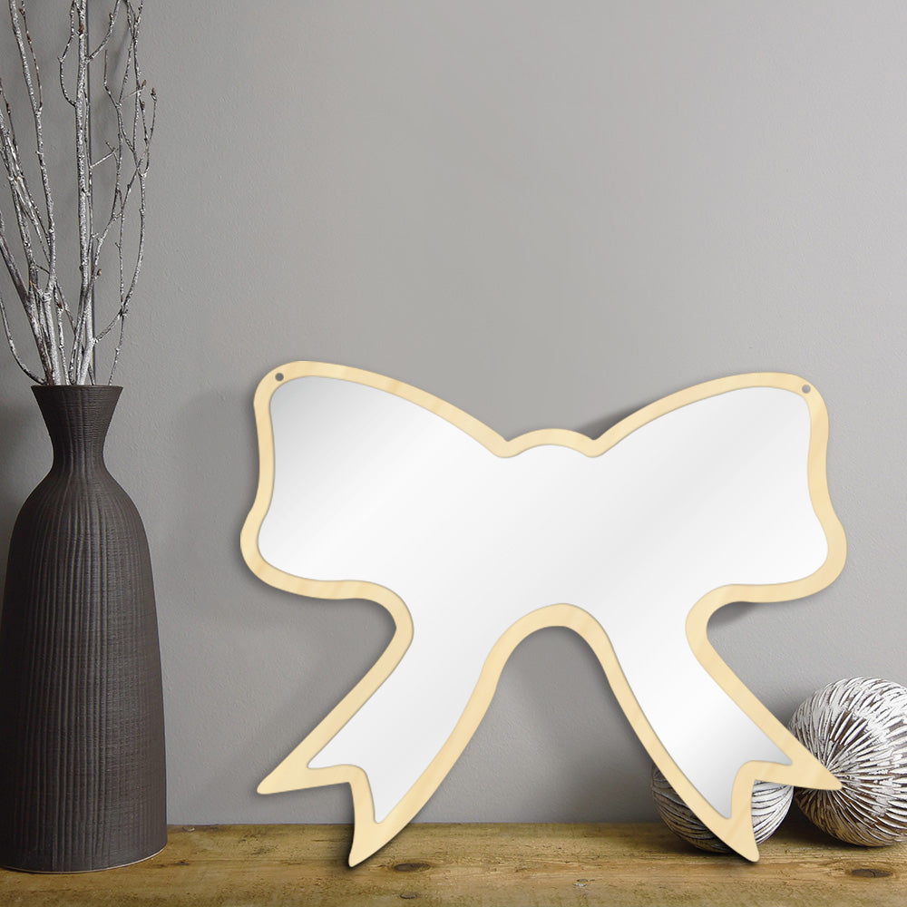 Butterfly Tie Acrylic Wall Mirror With Wooden Back Cosmetic Make-up Mirror Girl Room Nursery Hanging For Her by Woody Signs Co. - Handmade Crafted Unique Wooden Creative