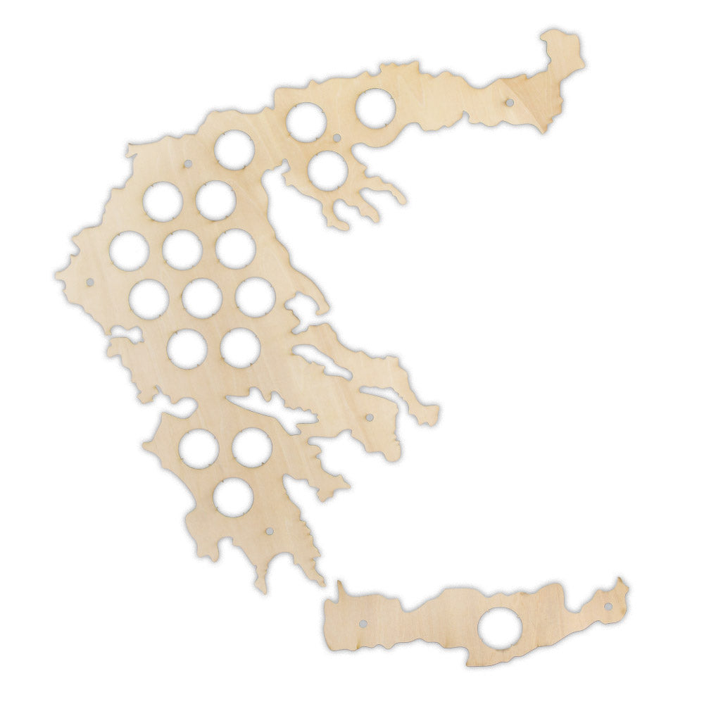 Greek Caps Holder Patriotic Collection Gadgets Greece Bottle Cap Map Wooden Laser Engraved Maps Decoration by Woody Signs Co. - Handmade Crafted Unique Wooden Creative