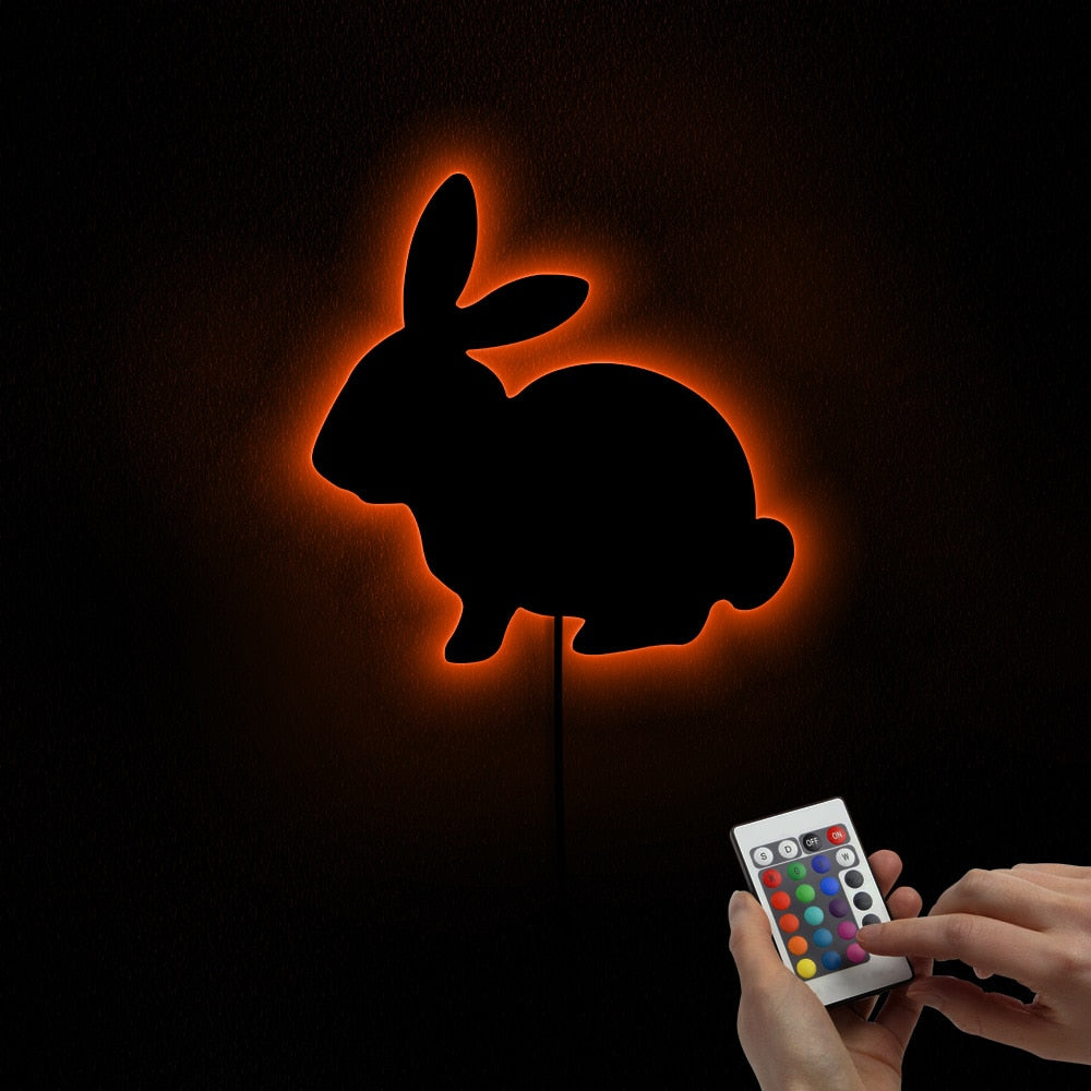 Modern Baby Room Bunny Wall Mirror Woodland Animal Makeup Mirror With LED Lights Rabbit Illuminated Acrylic Mirror by Woody Signs Co. - Handmade Crafted Unique Wooden Creative