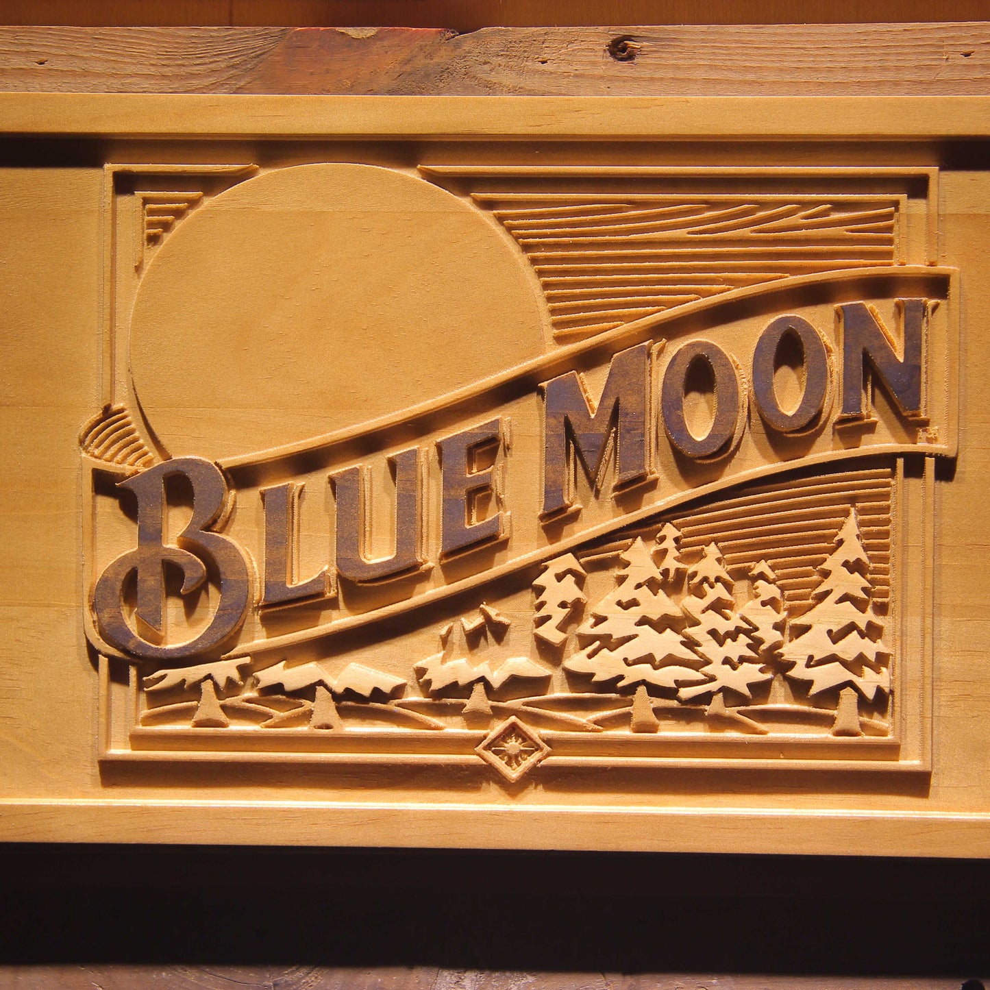 Blue Moon Bar 3D Wooden Signs by Woody Signs Co. - Handmade Crafted Unique Wooden Creative