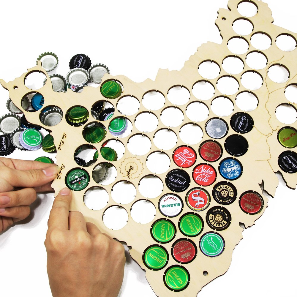 Creative Wooden Cap Trap Bottle Caps Map of Brazil Board Wall Art For Cap Collector Drinker by Woody Signs Co. - Handmade Crafted Unique Wooden Creative