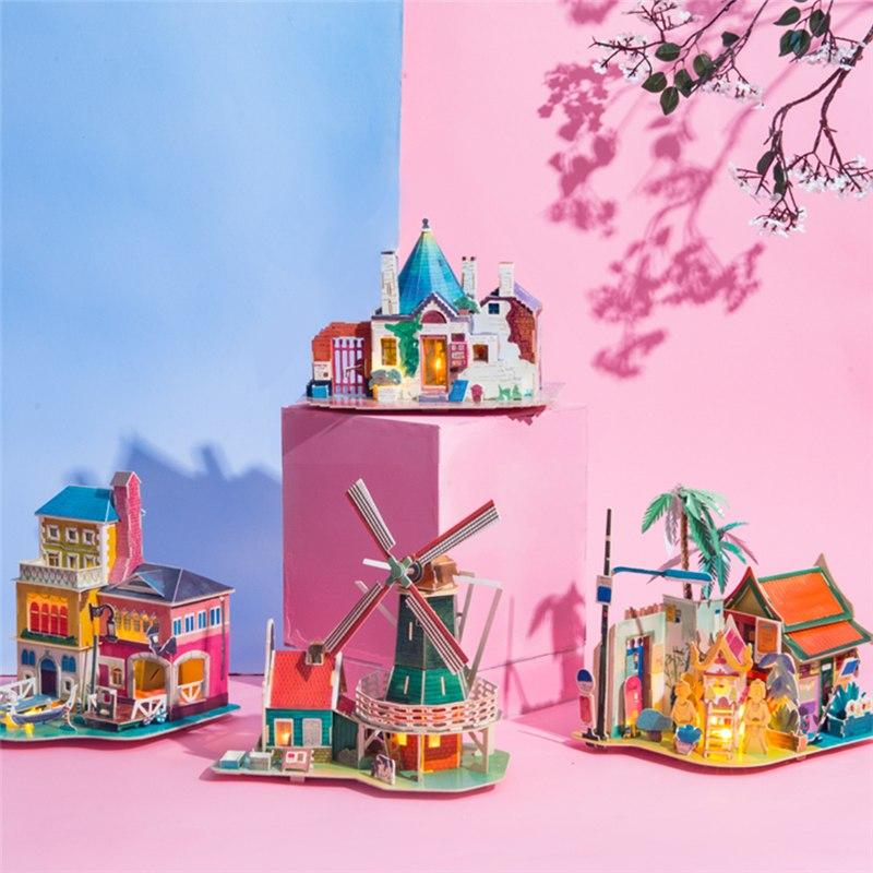 New Arrival 8 Kinds DIY Doll House with Led Light Miniature Wooden SJ by Woody Signs Co. - Handmade Crafted Unique Wooden Creative