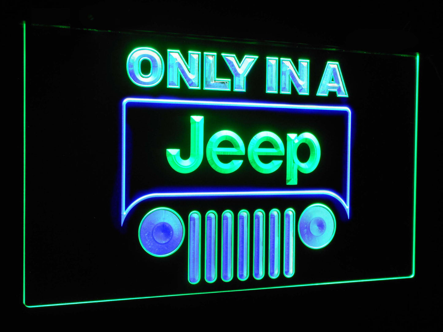 Only in a Jeep Car Bar Decoration Gift Dual Color Led Neon Light Signs st6-d0134 by Woody Signs Co. - Handmade Crafted Unique Wooden Creative