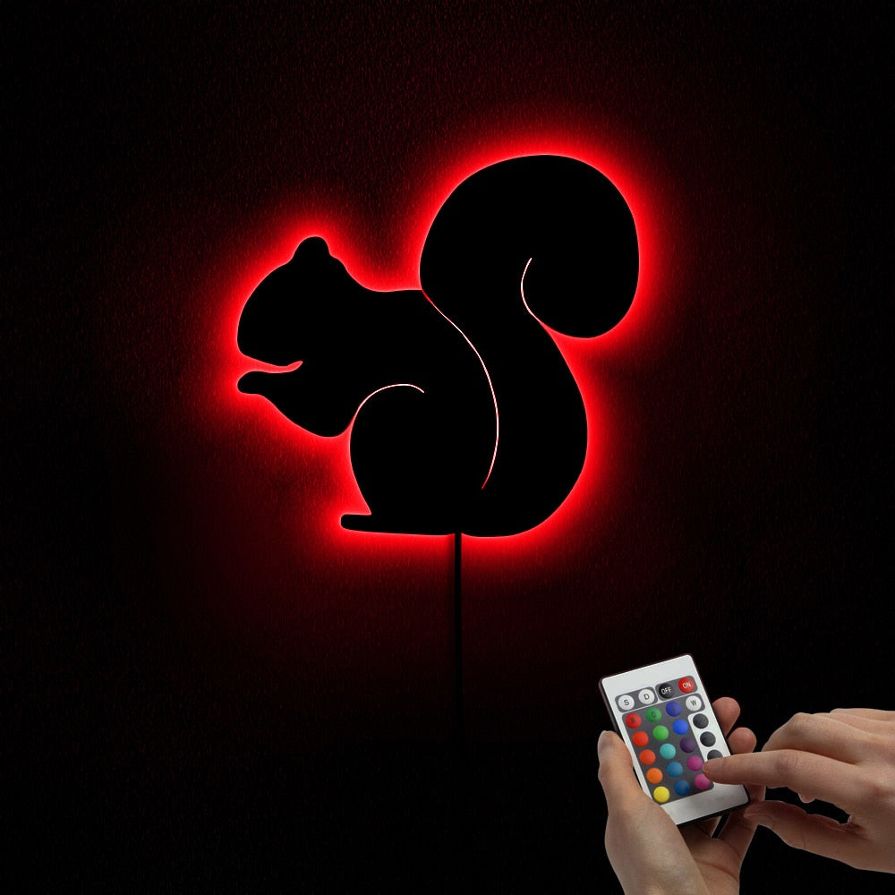 Squirrel Nursery Handmade Acrylic Wall Mirror Forest Animal Mirror with LED Backlights by Woody Signs Co. - Handmade Crafted Unique Wooden Creative