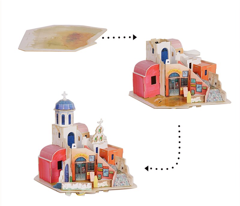New DIY Aegean Sea Doll House with Led Light Miniature Wooden SJ403 by Woody Signs Co. - Handmade Crafted Unique Wooden Creative