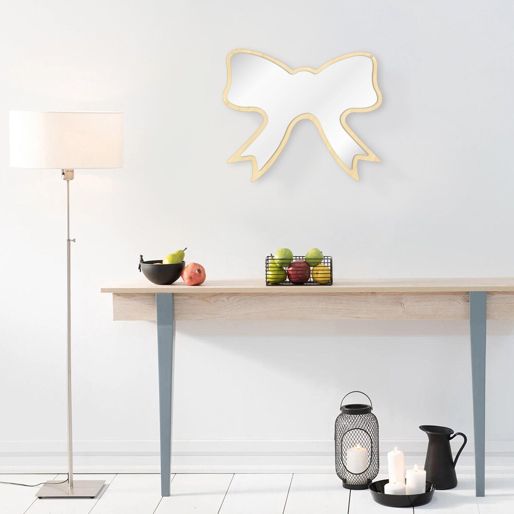 Butterfly Tie Wall Mirror With Wooden Back Nursery Hanging Wall Mirror For Living Room Unique For Kids by Woody Signs Co. - Handmade Crafted Unique Wooden Creative