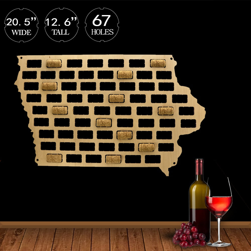 Iowa Cork Map Midwestern United States Cork Display Housewarming Iowa City Map by Woody Signs Co. - Handmade Crafted Unique Wooden Creative