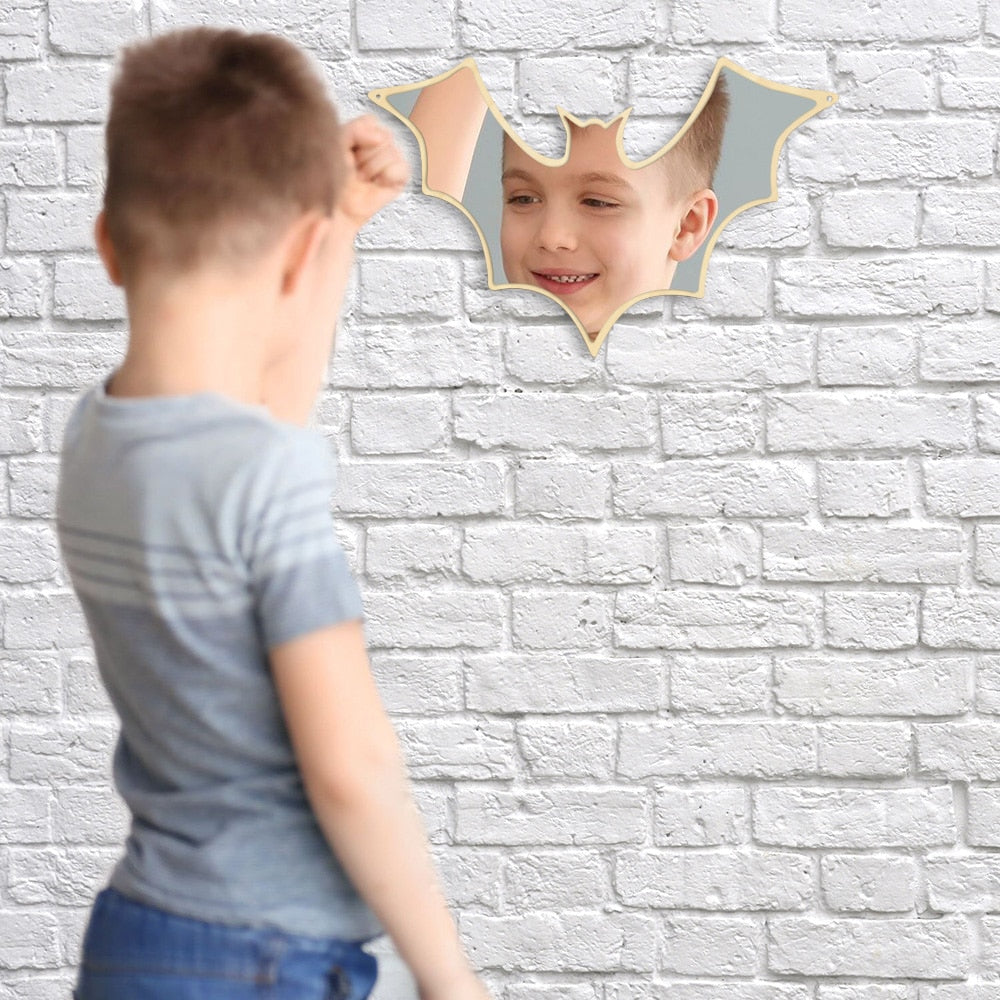 Bat Shaped Wall Mirror Halloween Hanging Bat Arylic Mirror With Wooden Back Table Top Or Wall Mount Makeup Mirror by Woody Signs Co. - Handmade Crafted Unique Wooden Creative