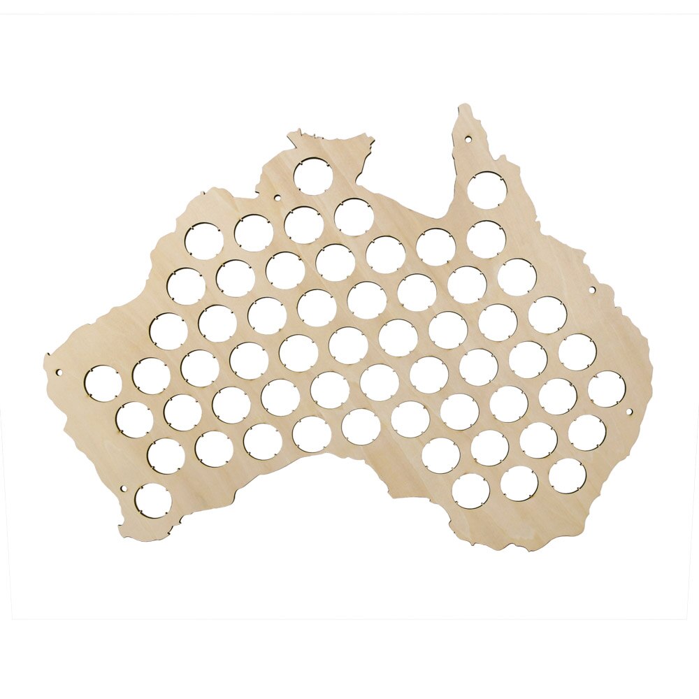 Australia Cap Map Laser Engraved Hanging Wooden Map Creative For Cap Collector Modern by Woody Signs Co. - Handmade Crafted Unique Wooden Creative