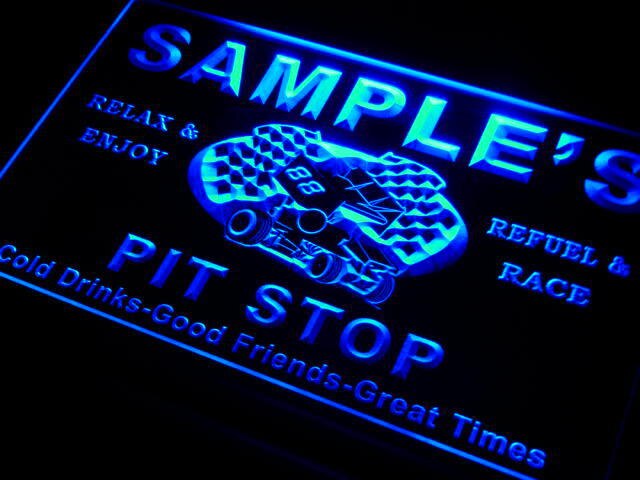 pu Name Custom Pit Stop Man Cave Bar Neon Light Signs by Woody Signs Co. - Handmade Crafted Unique Wooden Creative
