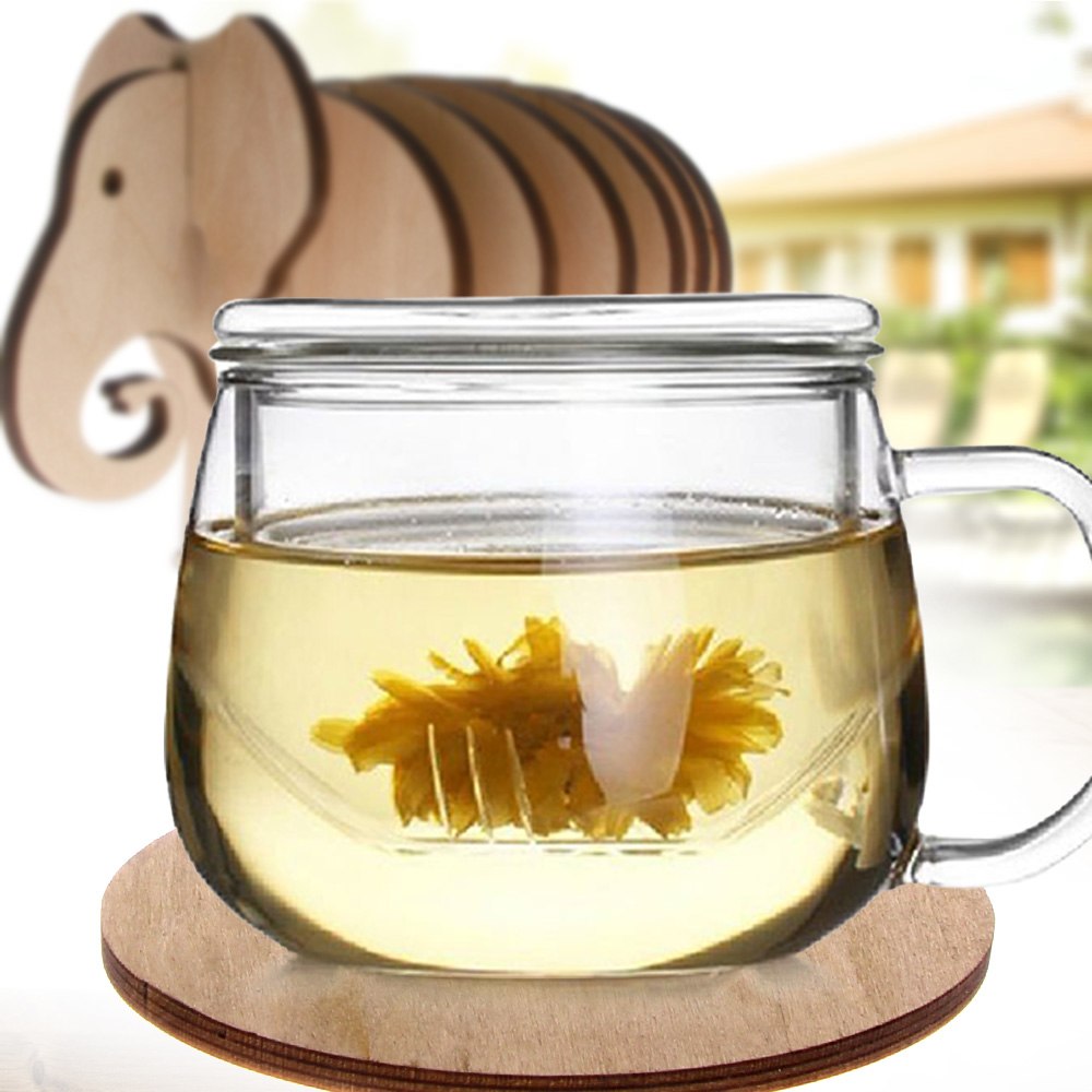 8Pieces/Set Elephant Coffee Tea Coaster DIY Pin Wooden Handmade Animal Table Mat Creative Tableware Unique Gift Idea by Woody Signs Co. - Handmade Crafted Unique Wooden Creative