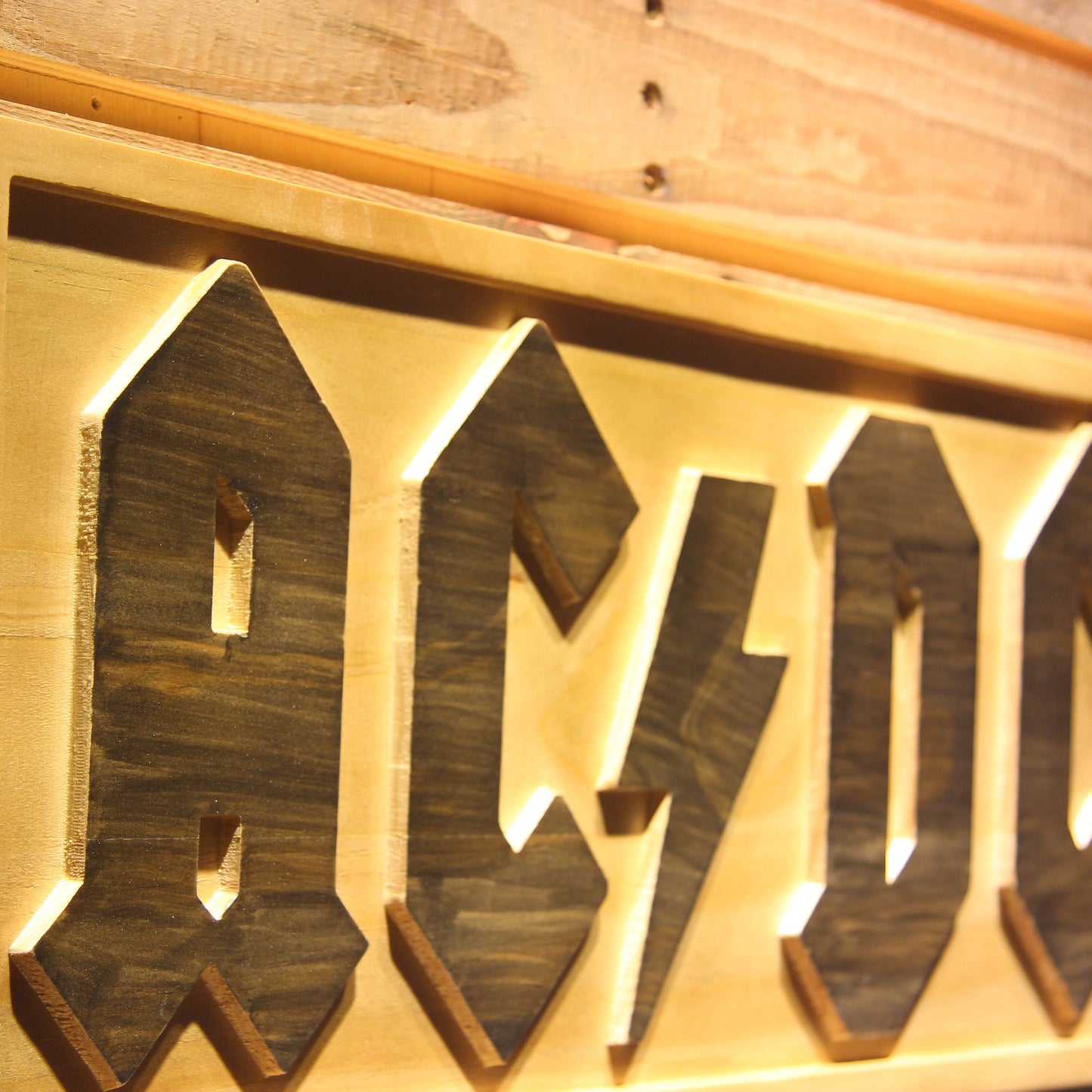 ACDC AC/CD Band 3D Wooden Bar Signs by Woody Signs Co. - Handmade Crafted Unique Wooden Creative