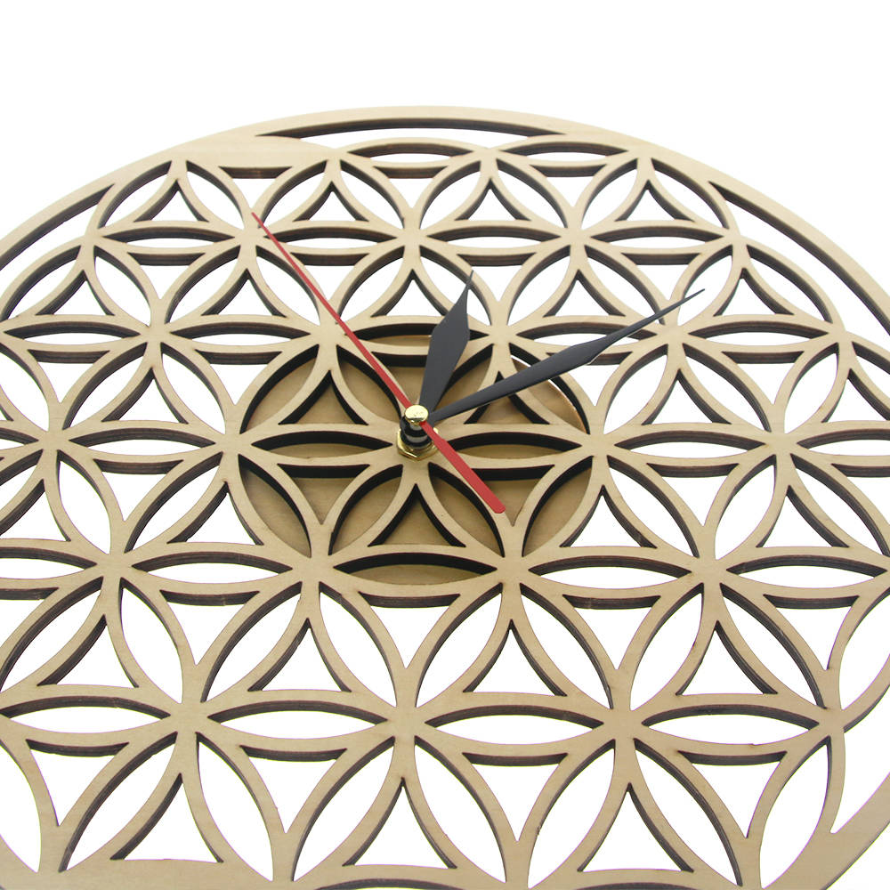 Flower of Life Intersect Rings Geometric Wooden Wall Clock Sacred Geometry Laser Cut Clock Watch Housewarming Gift Room Decor by Woody Signs Co. - Handmade Crafted Unique Wooden Creative