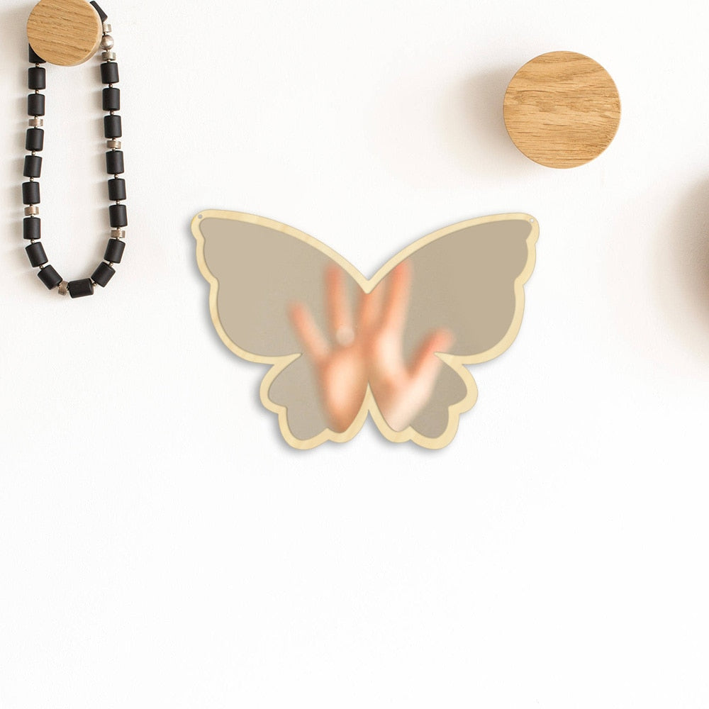 Big Wings Butterfly Wall Mirror Cartoon Creative Nordic Style Wooden Acrylic Safety Mirror for Baby Room Butterfly Decoration by Woody Signs Co. - Handmade Crafted Unique Wooden Creative