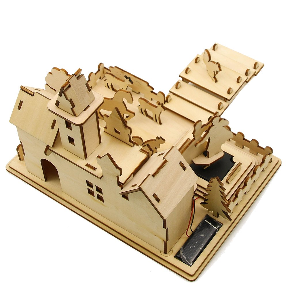 DIY Kits Wooden 3D Castle Puzzle Educational Mechanical Toy Solar Snow White Toys Table Decor Gift For Kids by Woody Signs Co. - Handmade Crafted Unique Wooden Creative