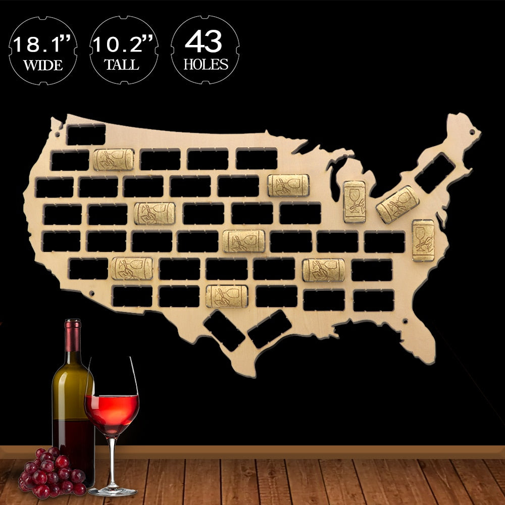 USA Cork Map Cork Reused Display Wall Map Cork Trap Collection USA Plywood Craft Map by Woody Signs Co. - Handmade Crafted Unique Wooden Creative