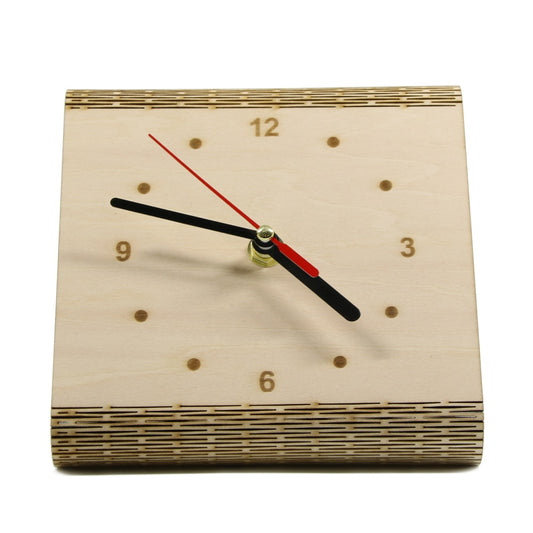 Flex Time Clock Sleek Minimalist Wood Table Clock Custom Living Hinge Wooden Desk Clock Modern Simple Wooden Clock by Woody Signs Co. - Handmade Crafted Unique Wooden Creative