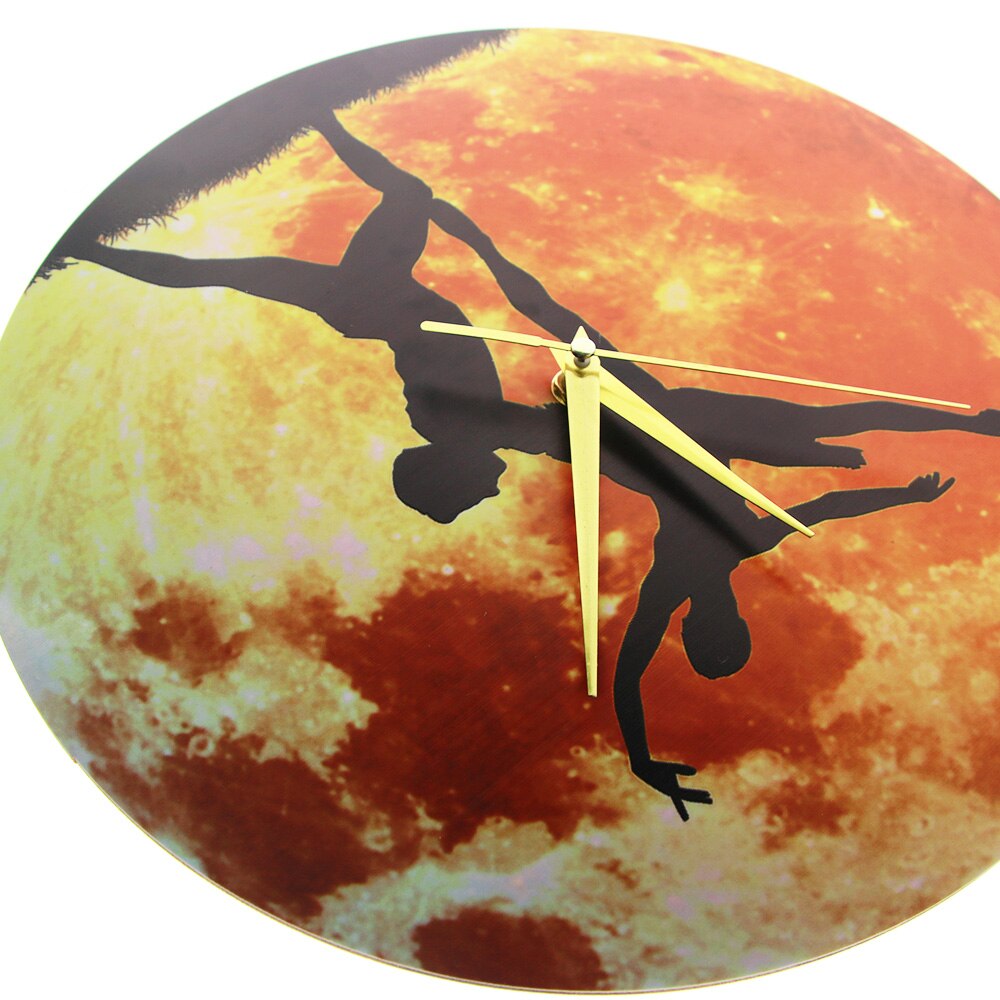 Ballerina Dancing In The Moon Artwork 3D Wall Clock Modern Design Dancing Couple Rustic Wood Clocks Ballet Watches Decor by Woody Signs Co. - Handmade Crafted Unique Wooden Creative