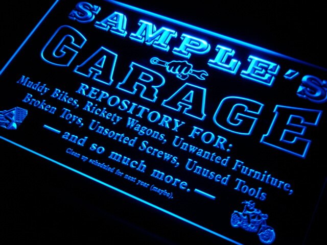 pp Name Custom Garage Basement Den Repair Neon Light Signs with On/Off Switch 7 Colors 4 Sizes by Woody Signs Co. - Handmade Crafted Unique Wooden Creative