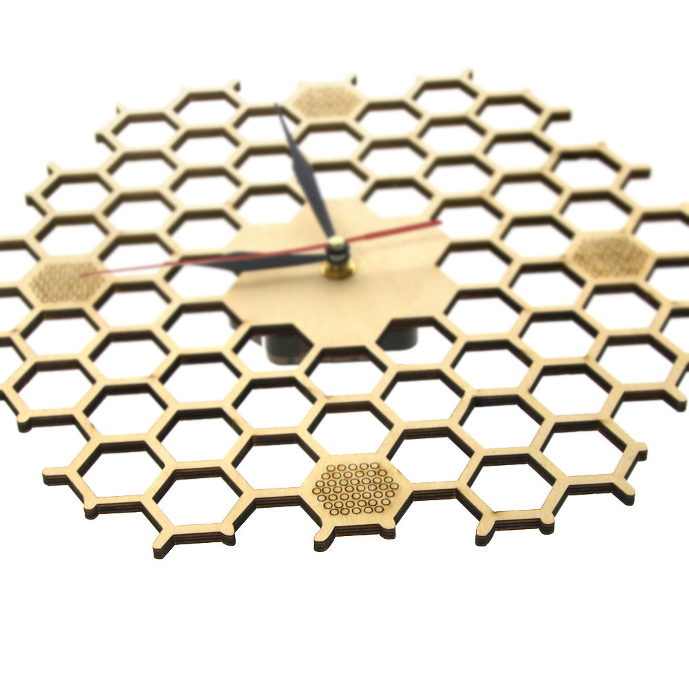 Honeycomb Inspired Wooden Wall Clock With Non Ticking Silent Sweep Minimalist Clock Hexagonal Kitchen  Bee Lovers by Woody Signs Co. - Handmade Crafted Unique Wooden Creative