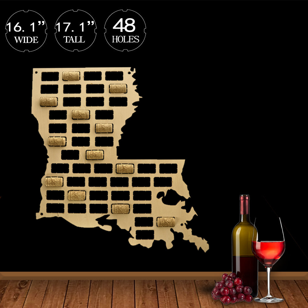 Louisiana Cork Map USA State Cork Collector Display Cork Map Wooden Cutout Wall Hanging Louisiana Outline by Woody Signs Co. - Handmade Crafted Unique Wooden Creative