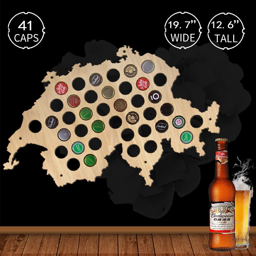 Cap Map Bottle Cap Map Of Switzerland Best for Aficionado Wooden Hanging Craft by Woody Signs Co. - Handmade Crafted Unique Wooden Creative