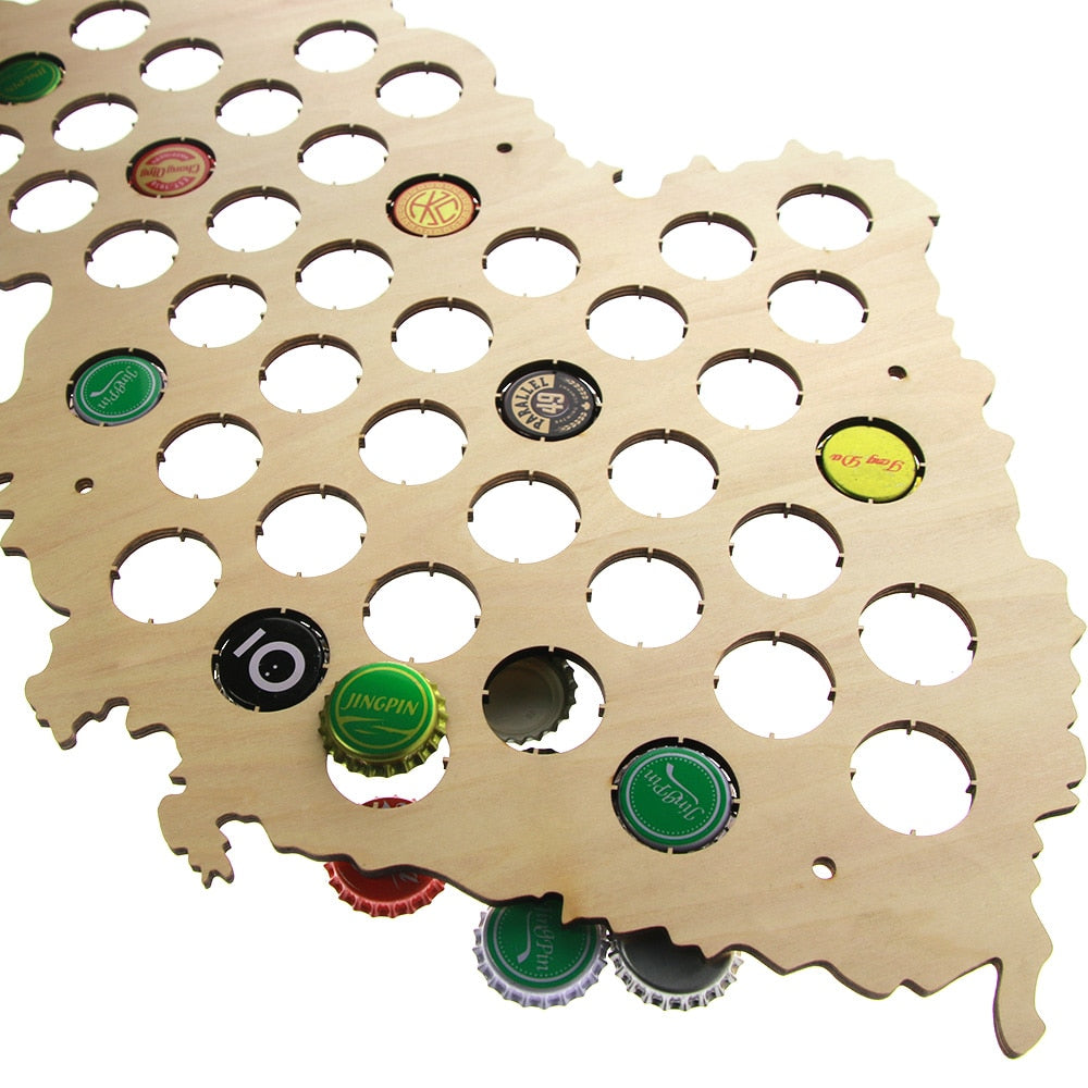 Czech Republic Cap Map Pub Bar Wooden Wall Sign Bottle Cap Display Holder Patriotic Czech Map Man Cave Lover Gift by Woody Signs Co. - Handmade Crafted Unique Wooden Creative