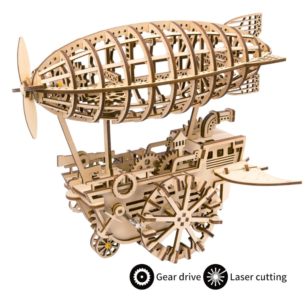 DIY Moveable Airship Gear Drive by Clockwork 3D Wooden Hobbies Gift for LK702 by Woody Signs Co. - Handmade Crafted Unique Wooden Creative