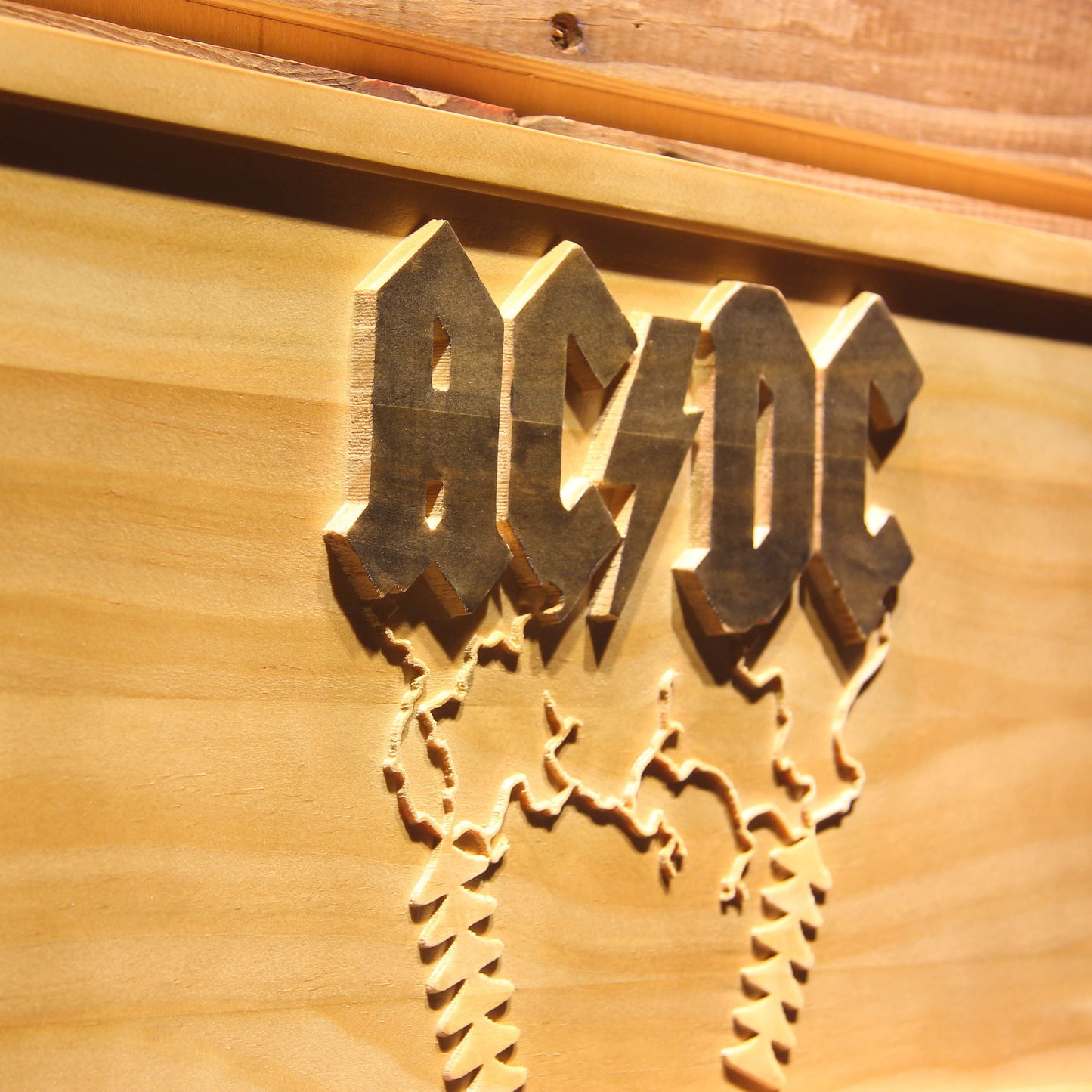 ACDC AC/CD 3D Wooden Bar Signs by Woody Signs Co. - Handmade Crafted Unique Wooden Creative