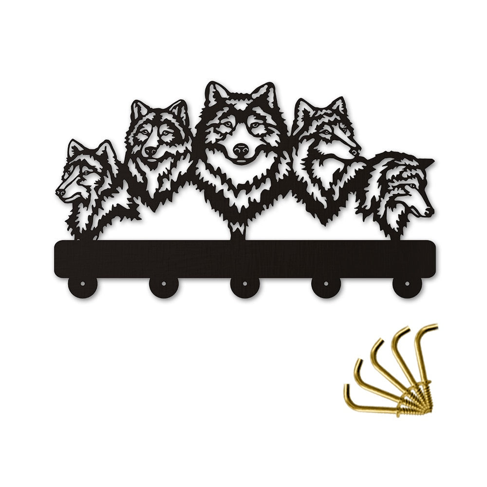 Wildlife Wolf Wall Hanger Wolf Family Clothes Wall Hooks Coat Rack Keys Holder Organizer Hook by Woody Signs Co. - Handmade Crafted Unique Wooden Creative