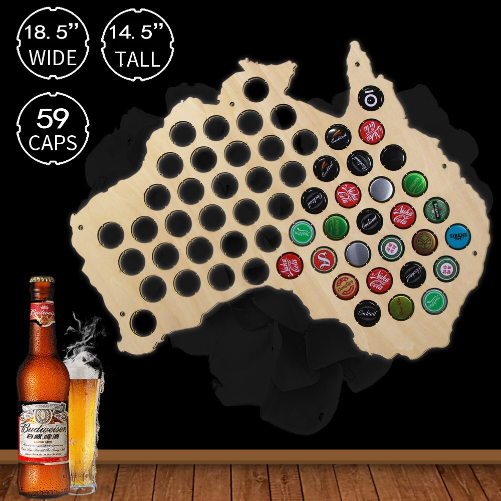 Australia Cap Map Laser Engraved Hanging Wooden Map Creative For Cap Collector Modern by Woody Signs Co. - Handmade Crafted Unique Wooden Creative