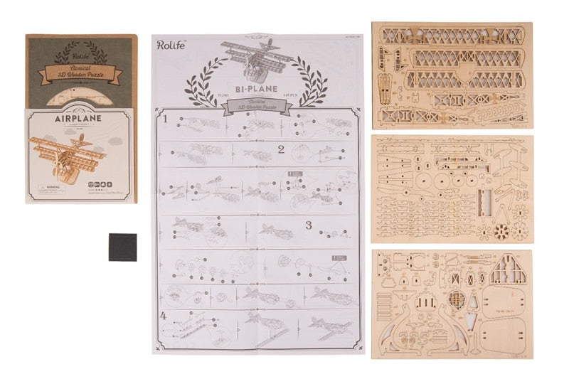 DIY 3D Laser Cutting Wooden Airplane Puzzle Game Gift for Kids Popular Hobbies TG301 by Woody Signs Co. - Handmade Crafted Unique Wooden Creative