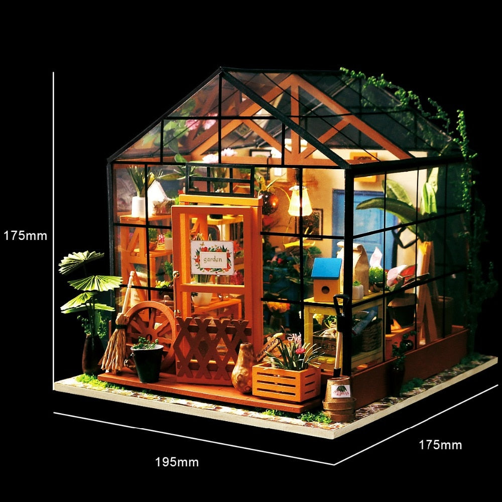 Miniature Doll House DIY Kathy's Green Garden with Furniture DG104 by Woody Signs Co. - Handmade Crafted Unique Wooden Creative