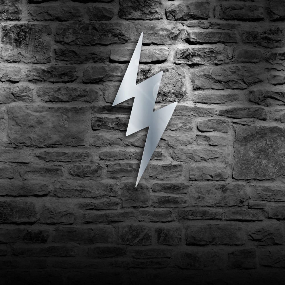 Lightning Bolt Mirror With LED illumination Contemprorary Lightning Sign Acrylic Mirror For Living Room by Woody Signs Co. - Handmade Crafted Unique Wooden Creative