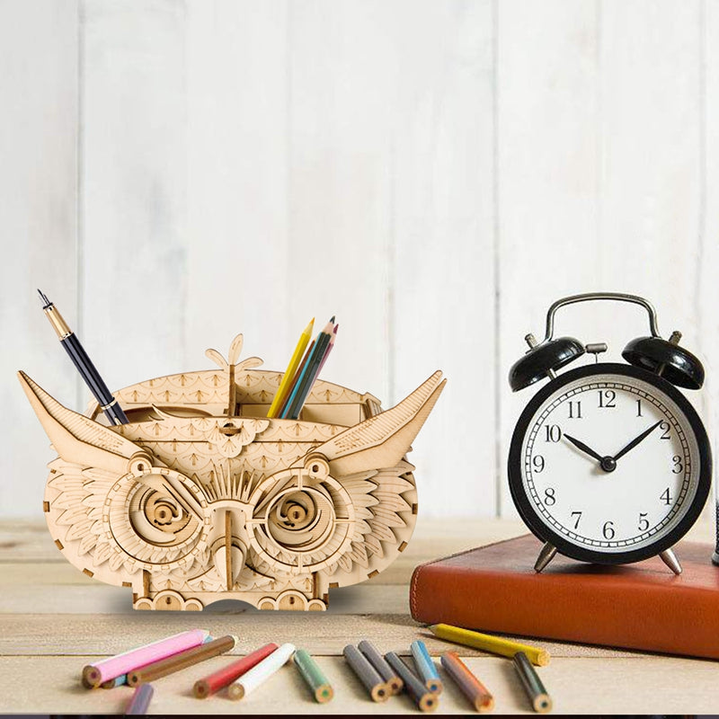 DIY 3D Wooden Owl Puzzle Game Gift&Penholder&Storage Box for Kid Friend Popular TG405 by Woody Signs Co. - Handmade Crafted Unique Wooden Creative