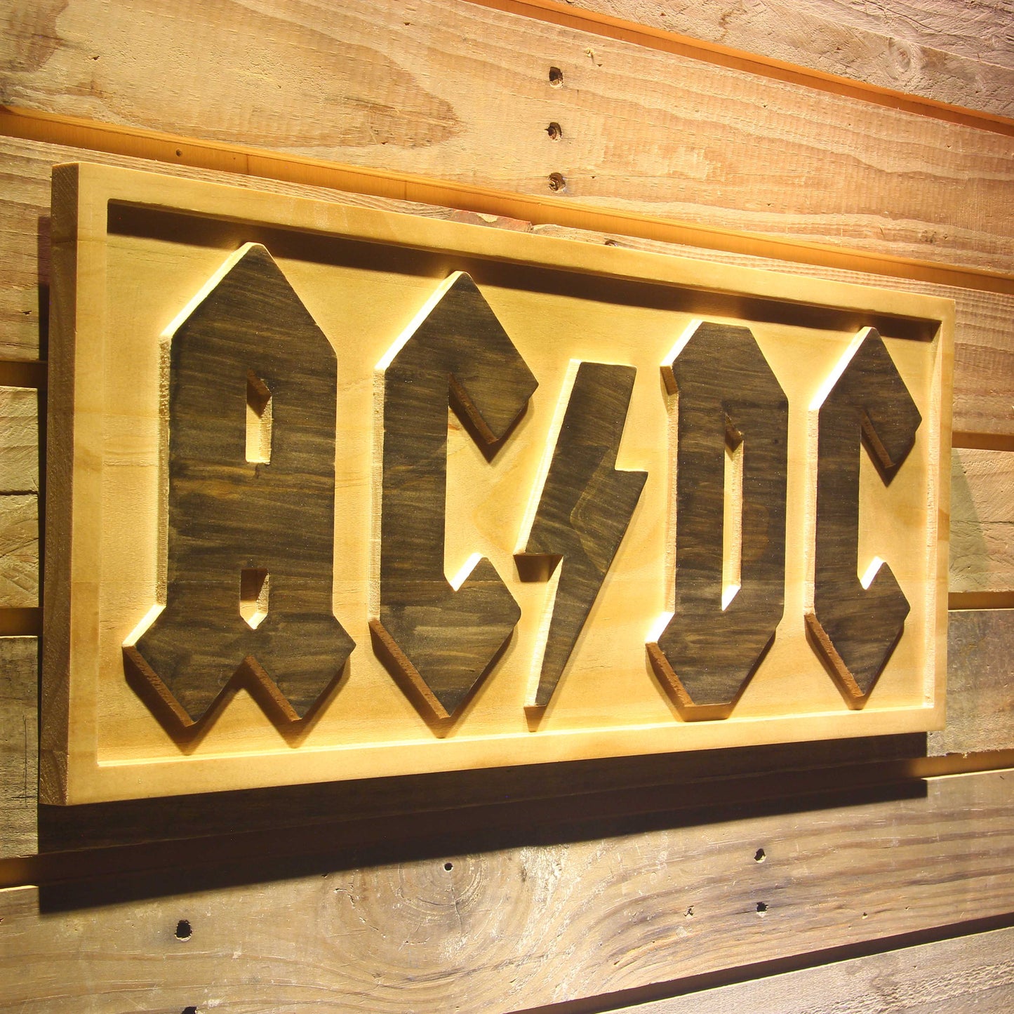 ACDC AC/CD Band 3D Wooden Bar Signs by Woody Signs Co. - Handmade Crafted Unique Wooden Creative