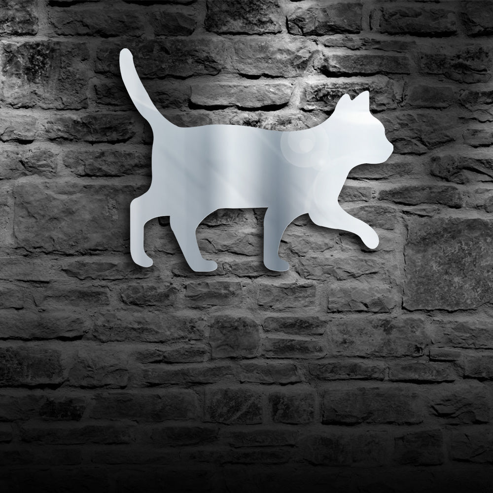 Cat Walking On The Wall Mirror Girl Room Makeup Wall Mirror Kitten Cat Moder Design Mirror With LED Light by Woody Signs Co. - Handmade Crafted Unique Wooden Creative