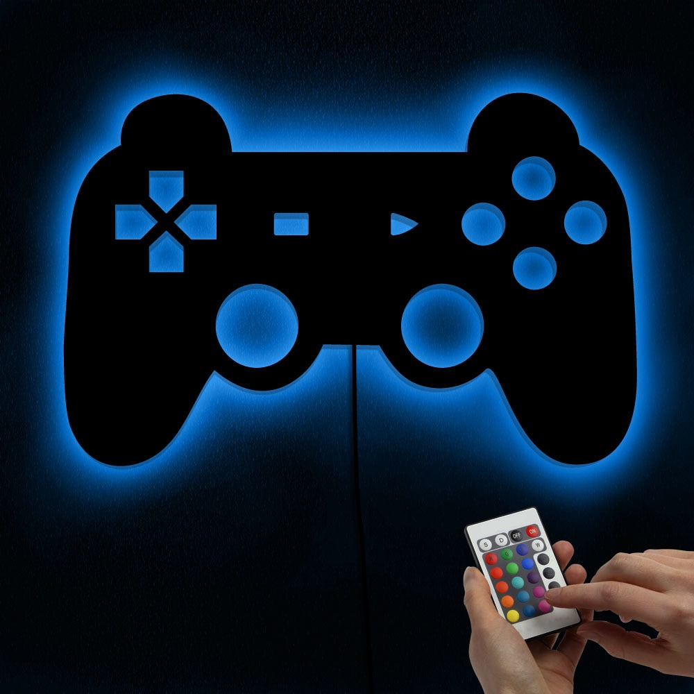 Gamepad Controler Wall Mirror With LED Backlight Joystick Games Mirror Video Game Retro Arcade Gamers by Woody Signs Co. - Handmade Crafted Unique Wooden Creative