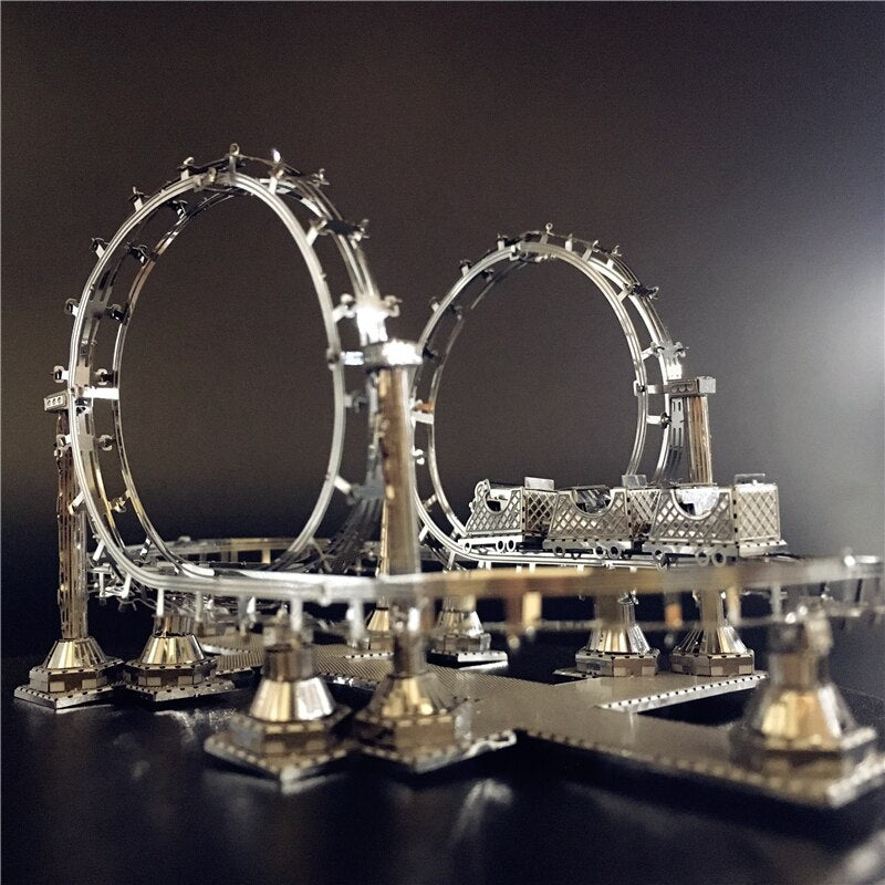 3D Metal Assembly Model ROLLER COASTER Amusement Facilities Puzzle Originality Collection Playground toys gift by Woody Signs Co. - Handmade Crafted Unique Wooden Creative
