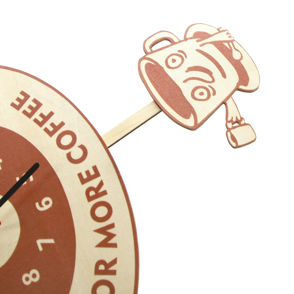 Time For More Coffee Inspirational Quote Coffee Wall Clock With Swinging Mug Cafe Clock Coffee Lovers Gift by Woody Signs Co. - Handmade Crafted Unique Wooden Creative