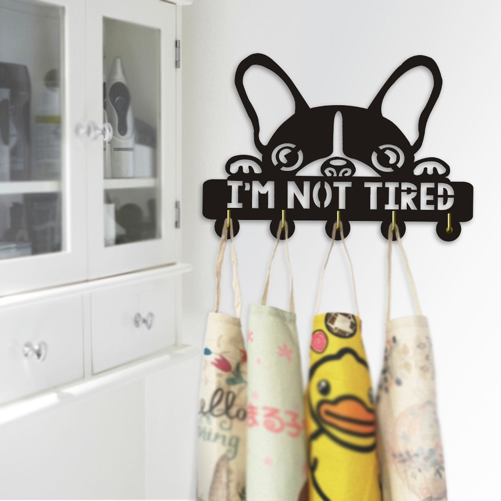 Boston Terrier I am Not Tired Wall Hooks Creative Lovely Dog Silihouette Hanger Unique Gift For Dog Lover by Woody Signs Co. - Handmade Crafted Unique Wooden Creative