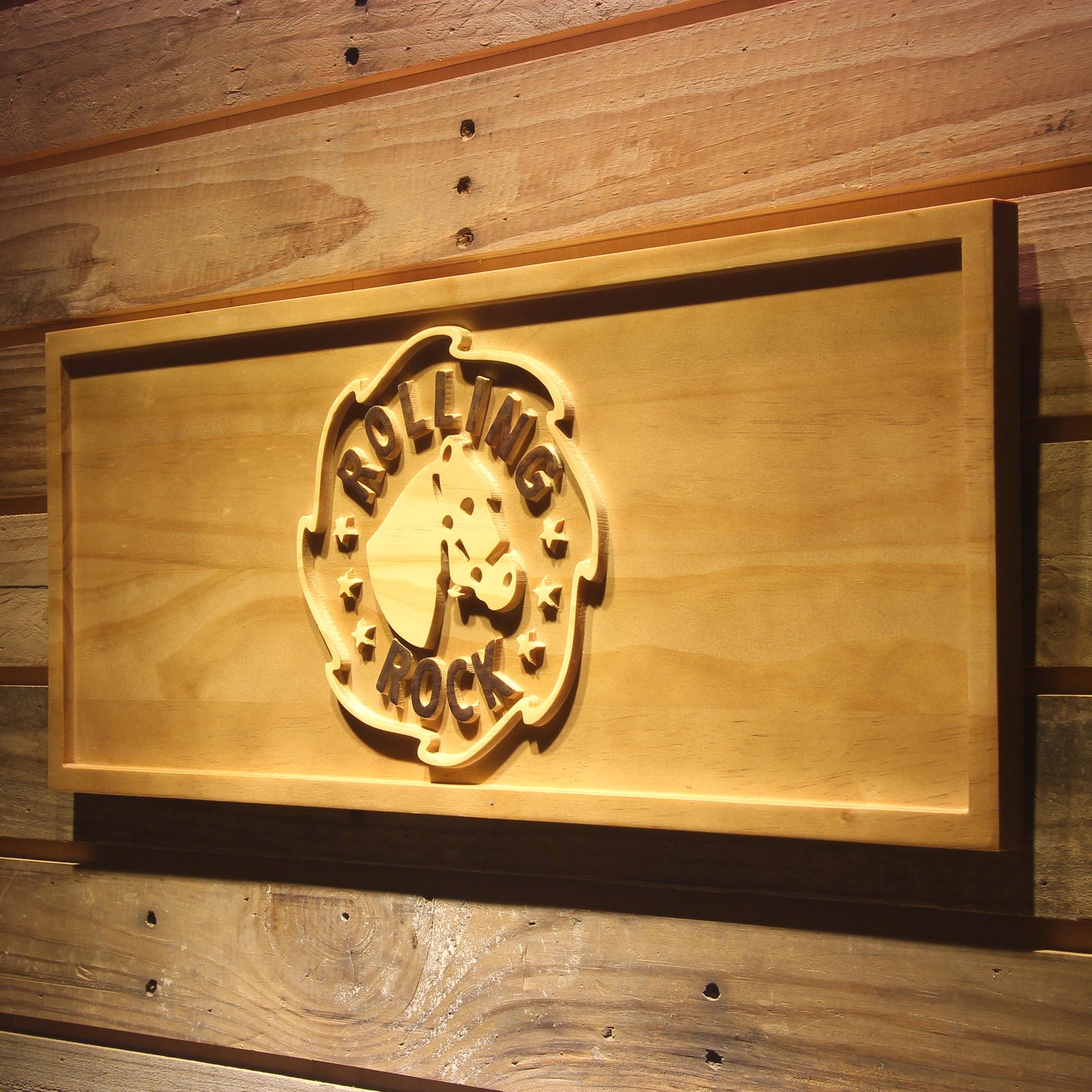 Rolling Rock 3D Wooden Bar Signs by Woody Signs Co. - Handmade Crafted Unique Wooden Creative