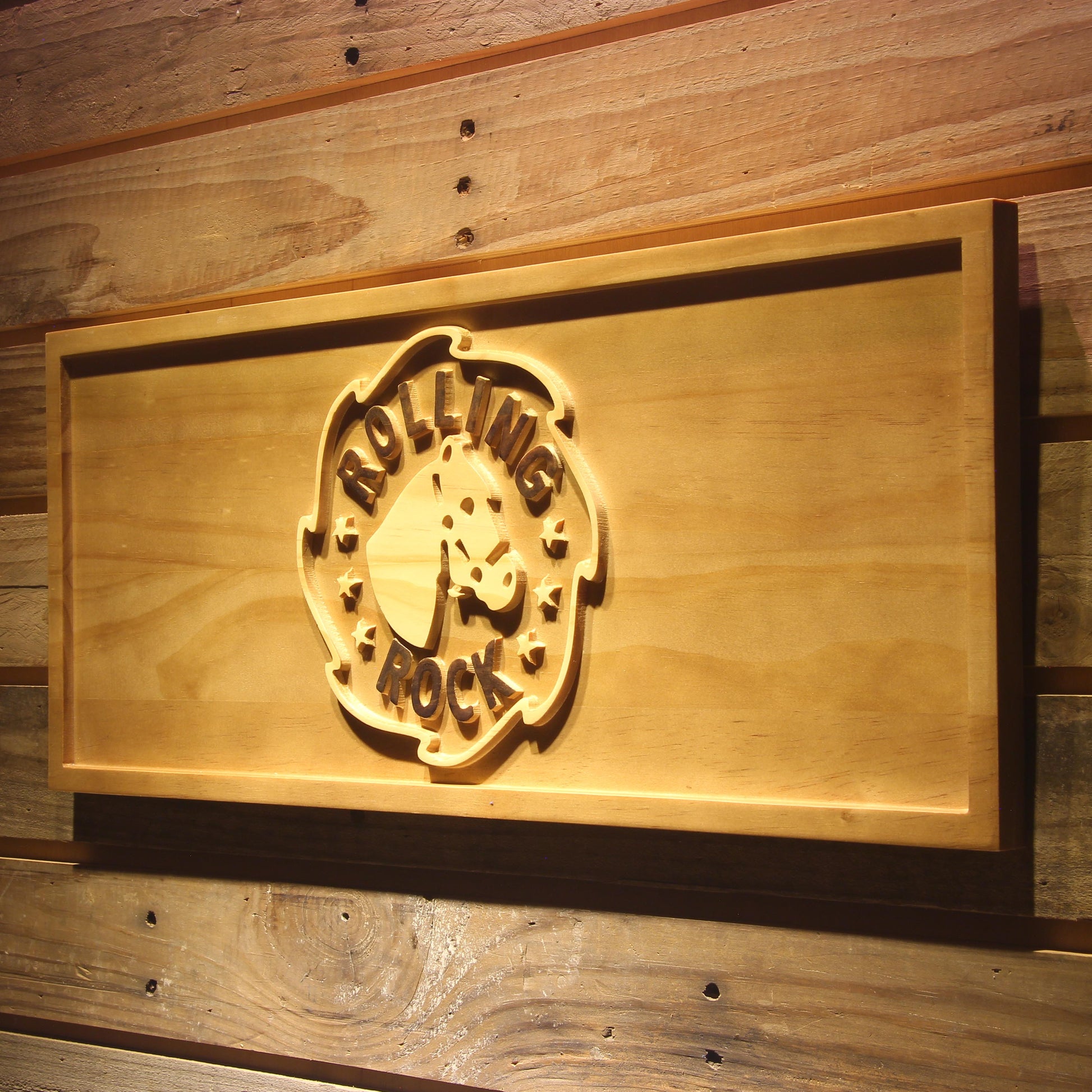Rolling Rock  3D Wooden Bar Signs by Woody Signs Co. - Handmade Crafted Unique Wooden Creative