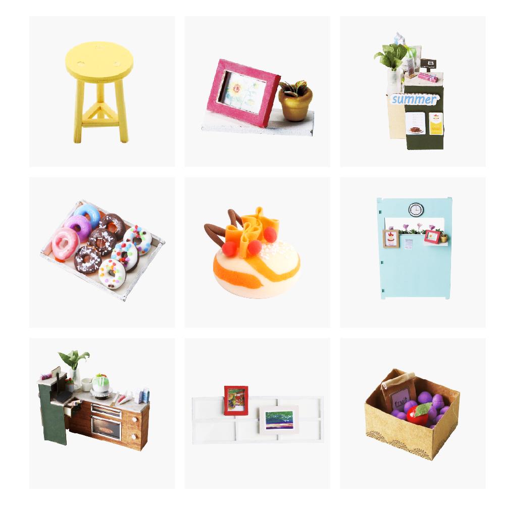 DIY Ice Cream Station with Furniture Miniature Wooden Doll House Model DGM06 by Woody Signs Co. - Handmade Crafted Unique Wooden Creative