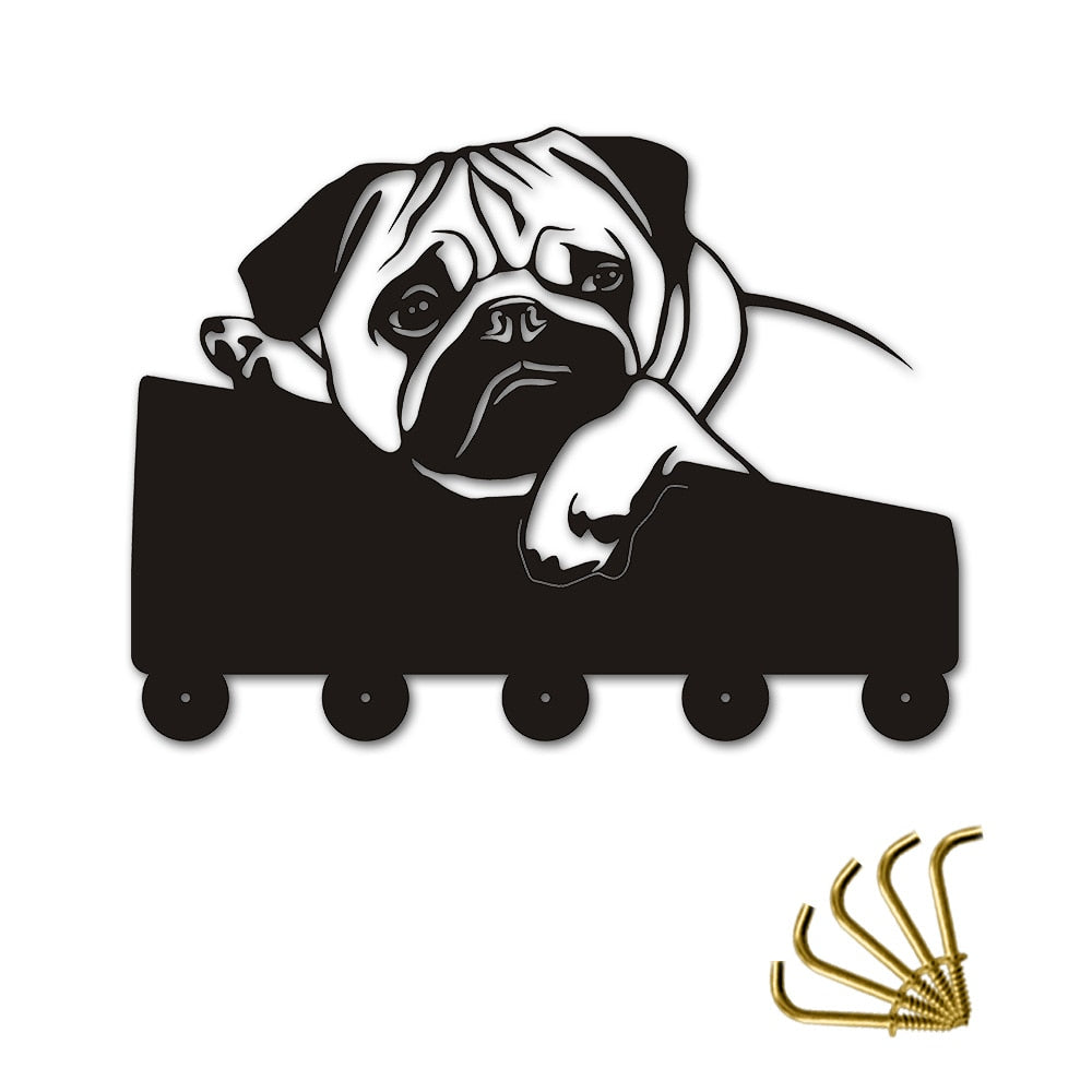 English Bulldog Clothes Hooks Lovely Puppy Dog Animal Silhouette Wall Hanger Towels Hooks Nursery Decor For Bathroom by Woody Signs Co. - Handmade Crafted Unique Wooden Creative