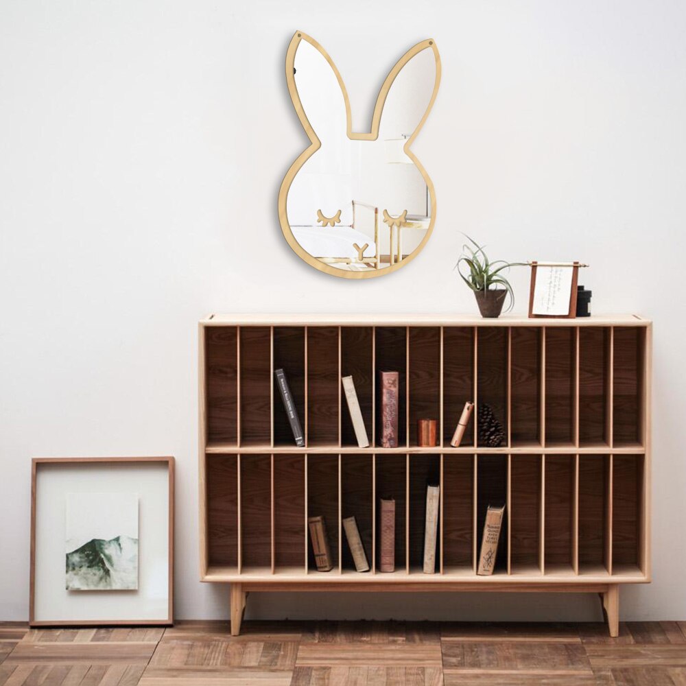 Bunny Sleepy Eyes Makeup Mirror Cute Animal Sleeping Rabbit Wood & Acrylic Safety Wall Mirror Nursery  For Kids by Woody Signs Co. - Handmade Crafted Unique Wooden Creative