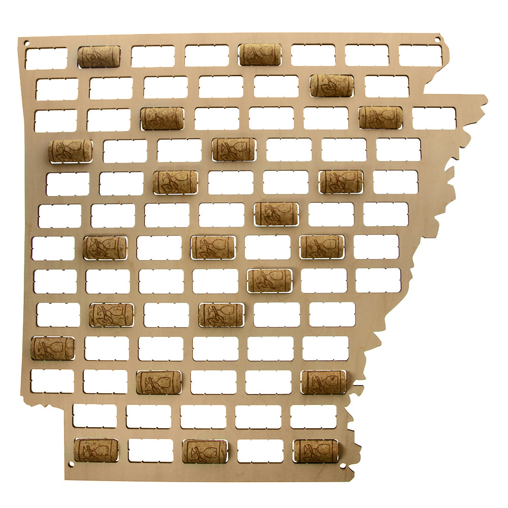US Country State Wooden Cork Map Arkansas Cork Reused Wall Display Map Cap Mancave Home Bar s by Woody Signs Co. - Handmade Crafted Unique Wooden Creative