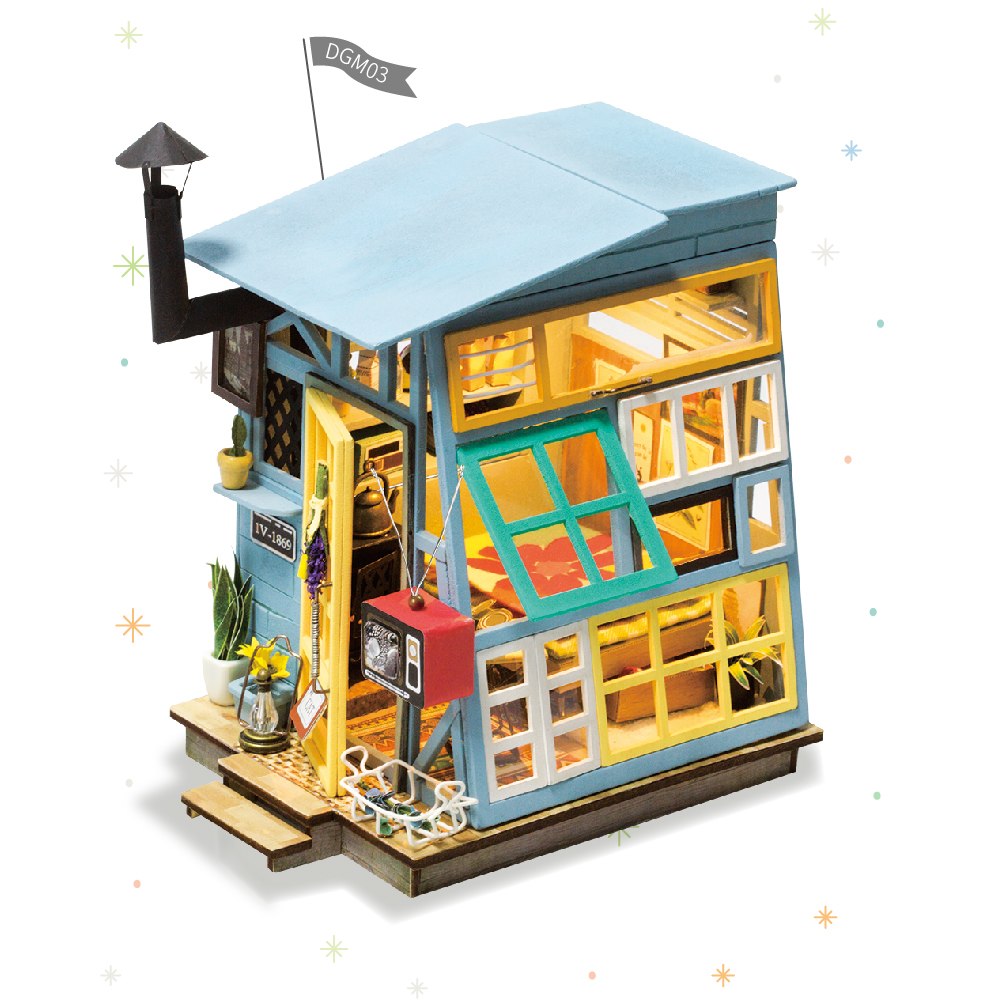 DIY Wooden Hut with Furniture Miniature Doll House Creative DGM03 by Woody Signs Co. - Handmade Crafted Unique Wooden Creative