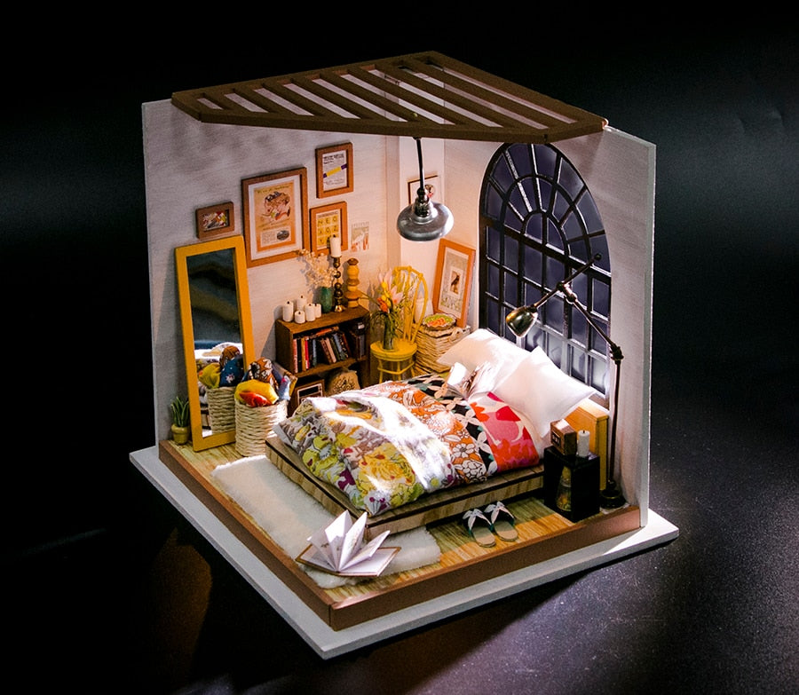 DIY Doll House Alice's Dreamy Bedroom Miniature Wooden DG107 by Woody Signs Co. - Handmade Crafted Unique Wooden Creative