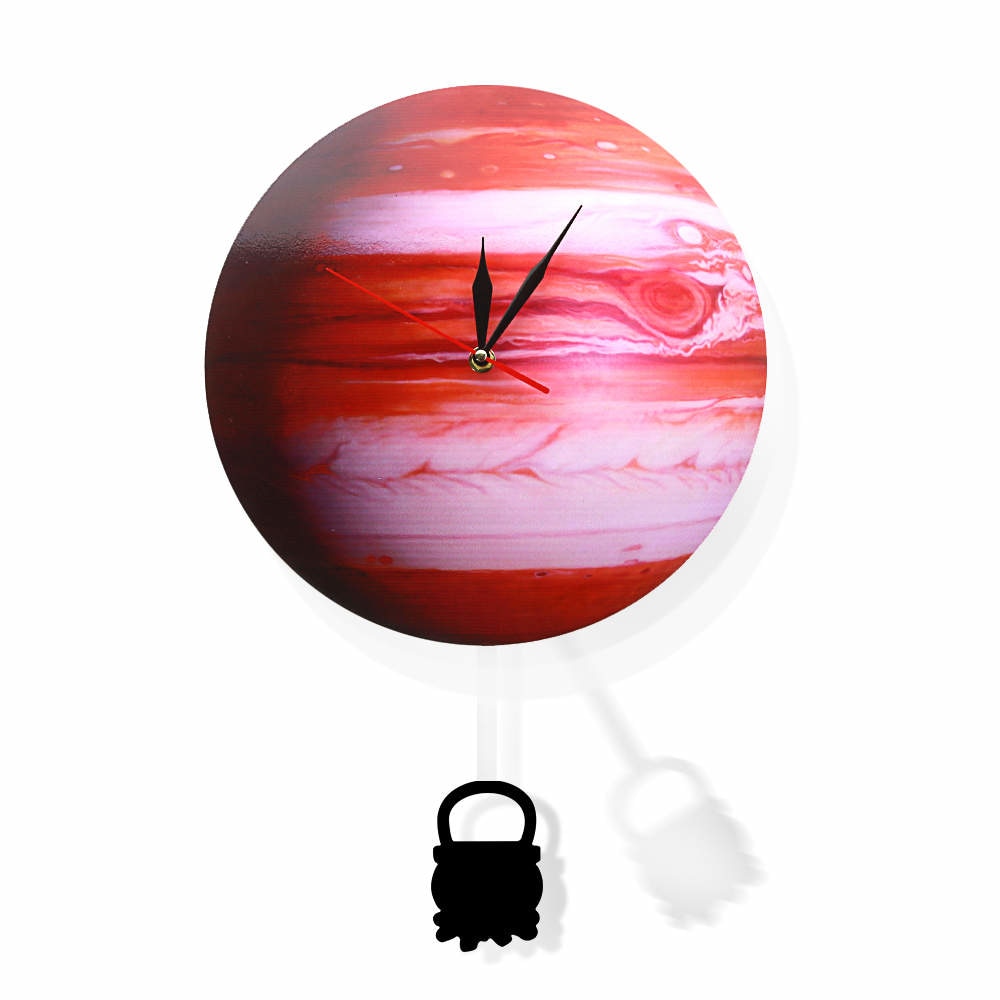 Swinging on The Jupiter Planet Wall Clock Bedroom Solar System Astronomy Decoration Space Pendulum Swinging Wall Clock by Woody Signs Co. - Handmade Crafted Unique Wooden Creative